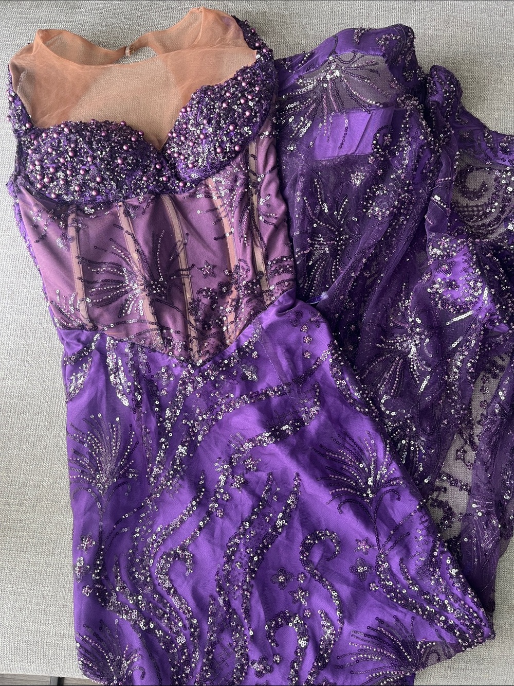 Sparkling Purple African Beaded Asoebi Evening Gown Size Small